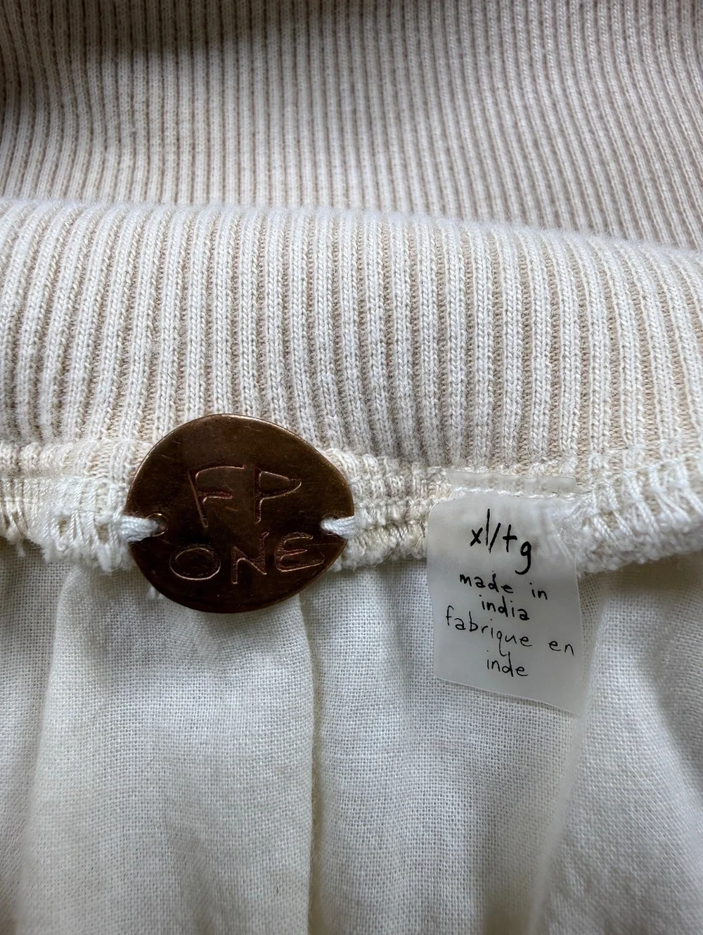 Free People Cream Ruffle Knit Skirt XL/TG Made in India